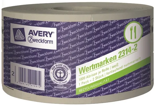 Produktbild Avery Zweckform 2x Bon-Rolle Weiß 2000x Wert-Marken Wert-Marke Bon Marken Bons