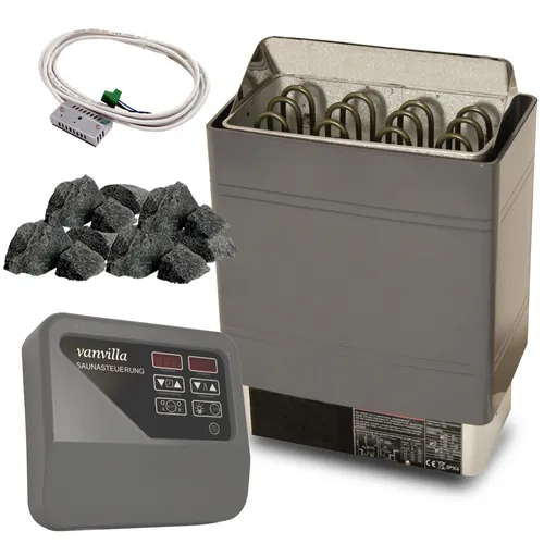 vanvilla Saunaofen 6KW / 380V mit Aussensteuerung und Saunasteine Sauna