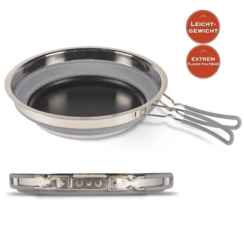 Kampa Bratpfanne mit Klappgriffen, Ø26cm - Pfannen für Camping und Zuhause, platzsparend mit klappbaren Cool-Touch-Griffen und Antihaftbeschichtung für müheloses Kochen.