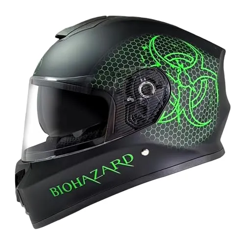 FunSport-Factory Motocrosshelm Bio Hazard Grün mit Sonnenblende