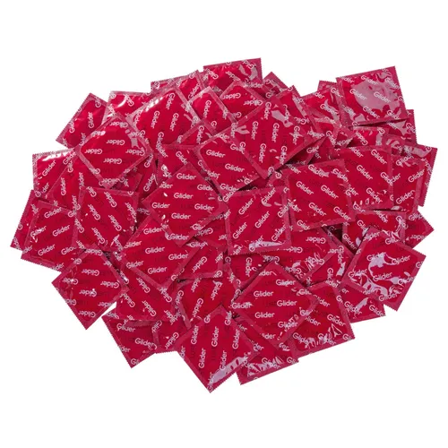 LustGlider Kondome Condome Erdbeeraroma  100 St.  53 mm beschichtet Reservoir.