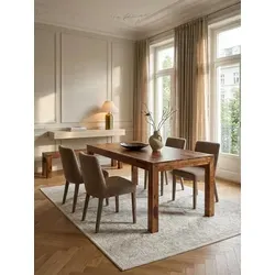 Esszimmertisch MUMBAI 160x80 cm aus Sheesham Massivholz - Eleganter Esstisch in zeitlosem Design, handgefertigt aus einzigartigem Sheesham Massivholz - ideal für bis zu 8 Personen und perfekt für jeden Einrichtungsstil.