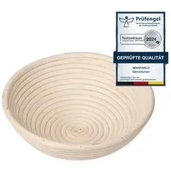 Neustanlo Gärkorb Gärkörbchen rund 25 cm, für 1 bis 1,5 kg Brot, naturbelassen, perfektes, handgemachtes Brot, Brot backen leicht gemacht beige Rund 25 cm