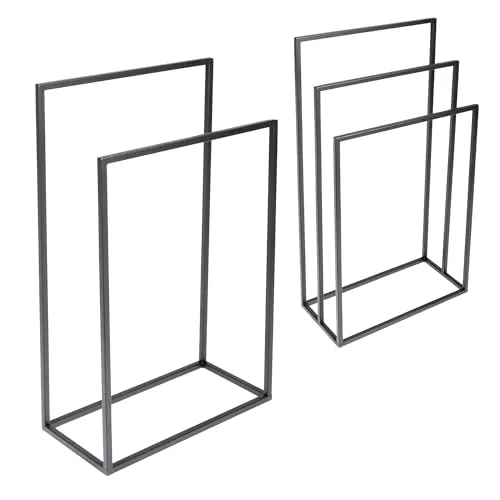 Natural Goods Berlin Duo Handtuchständer freistehend/pulverbeschichteter Standhandtuchhalter aus Metall/platzsparend mit 2X Handtuchstange/Handtuchhalter schwarz stehend