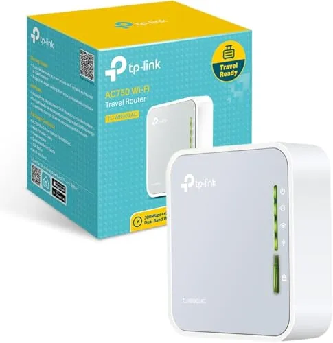 TP-Link TL-WR902AC AC750 WLAN Nano Router (433Mbit/s (5GHz) +300Mbit/s (2,4GHz) (tragbar, Accesspoint, TV Adapter, Repeater, Router, Client, Media, FTP Server), weiß/grau