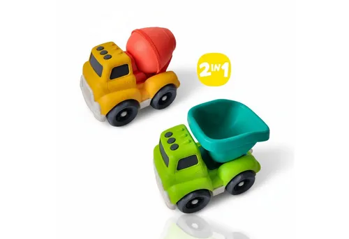 alldoro Spielzeug-LKW 2er Set Spielzeugautos Betonmischer & Kipplaster für Kinder ab 1 Jahr, Baustellen-Fahrzeuge aus nachhaltigem Material für drinnen & draußen