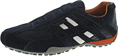 Geox Herren Uomo slange L Sneakers - Navy, 42 EU - Herren-Sneaker mit hochwertigem Leder-Obermaterial und bequemem Gummi-Verschluss für optimalen Tragekomfort.