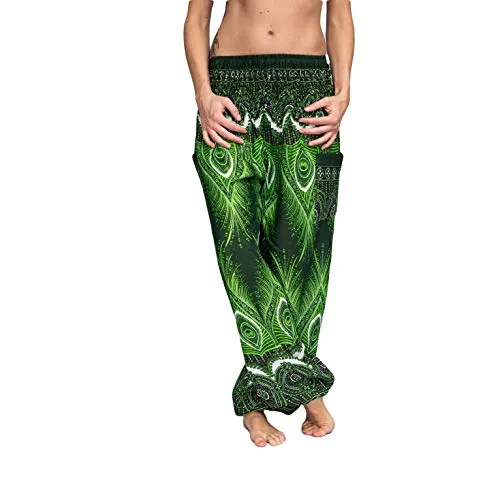 Mienloco Damen und Herren Haremshose Aladinhose Pumphose (S/M bis 1,70m, Grün)