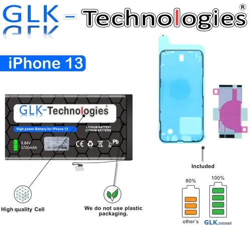 GLK für Akku Für Apple iPhone 13 3700 mAh Batterie Battery 0 Ladezyklen ohne Set