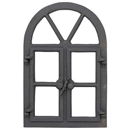 Aubaho Dekoobjekt Stallfenster grau - Dekoratives Scheunenfenster aus Gusseisen, vielseitig einsetzbar – ob als Gitter, Spiegel oder einfach zur Dekoration. Maße: 38 x 57,5 x 5 cm, Gewicht: 11 kg.