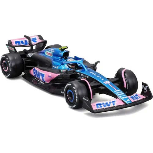 Bburago 1:43 Racing 2023 F1 Alpine - Pierre Gasly Fahrzeug mit Helm, detailgetreu und ideal für Formel-1-Sammler
