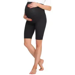 Be Mammy Umstandsleggings Damen Kurze Umstandsleggings BE20-259 (1-tlg) elastischer Bund schwarz M