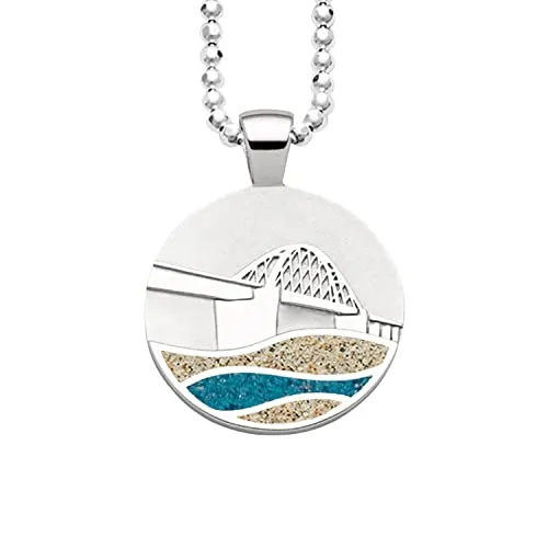 DUR-Schmuck exclusiver Anhänger FEHMARN SUNDBRÜCKE Strandsand, Steinsand, Silber 925/- rhodiniert (P4246)