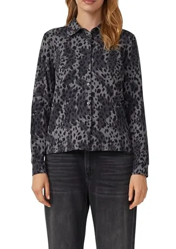 s.Oliver Jerseybluse mit Leo-Muster - Bequeme Jerseybluse mit entspannter Passform und elastischem Baumwollmix. Das stylische Leo-Muster und der Hemdkragen machen sie zum perfekten Begleiter für jeden Anlass.