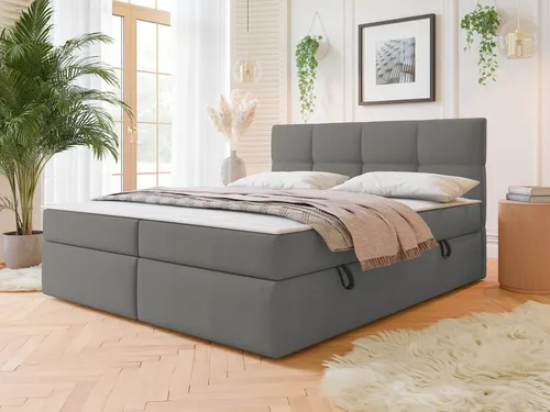MIRJAN24 Boxspringbett Figaro (mit zwei Bettkästen), 140/160/180 cm, Bonellfederkernmatratze, Topper