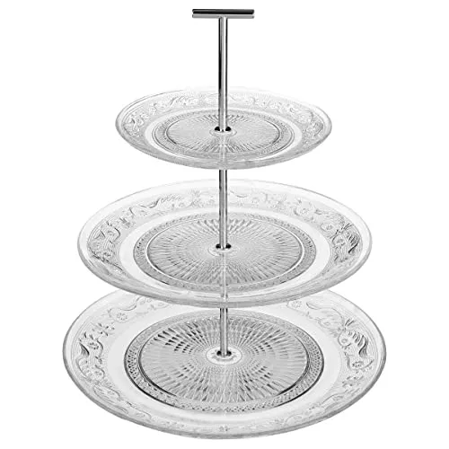 Secret de Gourmet - Diener Renaissance 3 Etagen - Eleganter Tortenständer aus Glas, perfekt für festliche Anlässe und zur stilvollen Präsentation von Kuchen und Desserts.