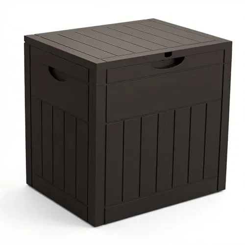 VOUNOT® 126L Gartenbox Aufbewahrungsbox in Holzoptik Braun