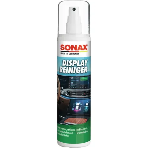 SONAX Display Reinigungsspray 300 ml – für streifenfreie Oberflächen - Effektiver Glas- und Oberflächenreiniger für Smartphones, Tablets und mehr. Entfernt mühelos Schmutz und sorgt für klare Sicht ohne Rückstände. Ideal für empfindliche Oberflächen.
