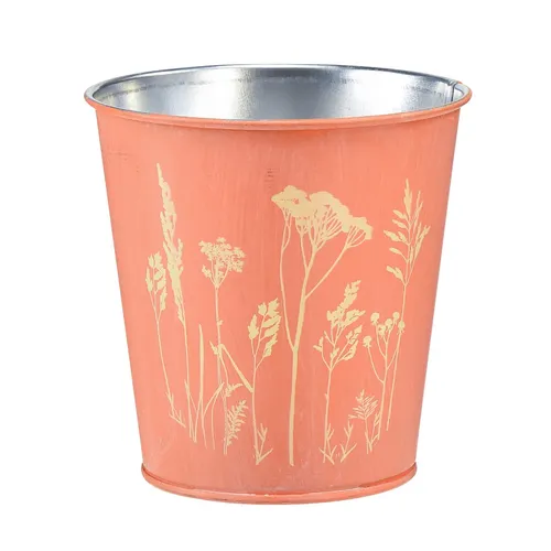 Metall-Blumentopf mit Sommerblumen-Motiv und dekorativem Design