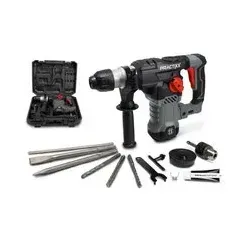 Practixx SDS-Plus Bohrhammer PX-BH-7V | 7 Joule Schlagkraft - Bohrmaschinen mit 1500W Bürstenmotor, 6 Geschwindigkeiten und 4250 BPM für kraftvolles Bohren und Meißeln. Inklusive Koffer, Bohrer und Adapter für umfassende Einsatzmöglichkeiten.