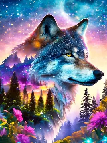OkarinaArt Diamond Painting Erwachsene – Wolf & Wald, 30 x 40 cm