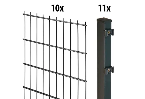 GARDEN 'N' MORE Doppelstabmattenzaun Excellent, 21 Elemente, 20 m - Gestalten Sie Ihren Garten mit unserem robusten Doppelstabmattenzaun-Set, das langlebigen Schutz und stilvolle Gestaltung bietet. Ideal für verschiedene Einsatzbereiche, inklusive Vorgarten und Terrasse.