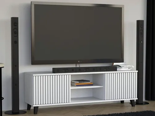 Beautysofa Lowboard, Weiß, 150x50x40 cm - Modernes TV-Möbel - TV-Halterungen: Der Beautysofa Lowboard vereint stilvolles Design mit Funktionalität. Mit markanter Lamellenfront und flexiblen Füßen ist er ein echter Blickfang für Ihr Wohnzimmer.