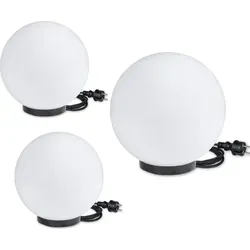 Kugelleuchten 3er Set 20/20/30cm weiß E27 inkl. 3m Anschlusskabel - Außenleuchten, dekoratives 3er Set mit kratzfester, witterungsbeständiger Acryloberfläche und 3m Anschlusskabel – ideal für Garten und Terrasse.
