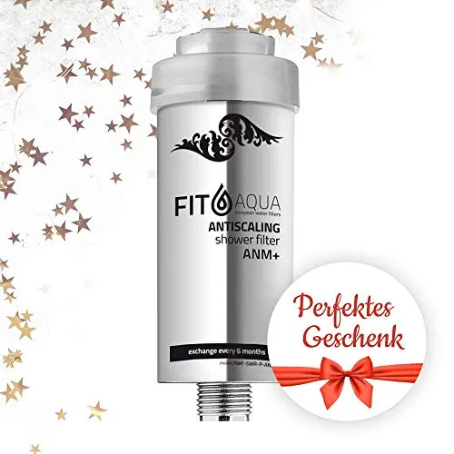 Fit aqua AWF-SWR-P-ANM-M Duschfilter gegen Chlor und Schadstoffe, reduziert Haarausfall und Hauterretation, Chrom