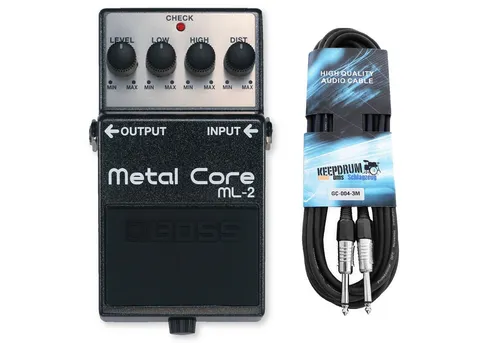 Boss by Roland E-Gitarre Boss ML-2 Metal Core Verzerrer Effektgerät mit Kabel, Effektgerät, E-Gitarre, Effektgerät, Vorteils-Set mit Kabel