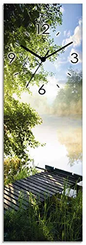 ARTLAND Lautlose Wanduhr aus Glas – 20x60 cm Rechteckig - Wohndekoration: Diese geräuschlose Funkuhr mit modernem Design bringt Ruhe in Ihr Zuhause und ist ideal für jeden Raum. Made in Germany, mit UV-beständigen Farben für langlebige Schönheit.