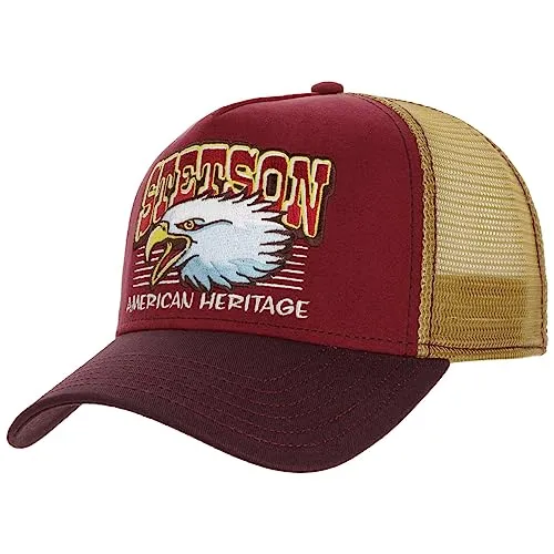 Stetson Eagle Head Trucker Cap - Meshcap mit Stickerei - Atmungsaktiv & verstellbar für Damen und Herren - Ganzjährig tragbar Bordeaux One Size