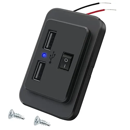 Giantdeer USB Steckdose 12V Wohnmobil, 4.8A Dual USB KFZ Steckdose mit ON/OFF Schalter, 12V Wasserdicht Zigarettenanzünder Ladebuchse Panel für 12V/24V Auto Bus ATV Schiff LKW