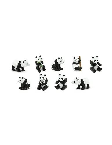 Safari 12 Pandafiguren in Röhre, Schwarz