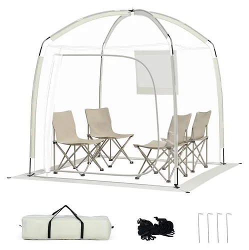 COSTWAY Transparentes Zelt 215x215cm – Wetterfestes Sportzelt mit 540° Panoramablick