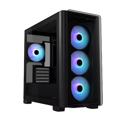 ASUS A23 PLUS TG ARGB - microATX PC Gehäuse, schwarz mit vorinstallierten ARGB-Lüftern für optimierte Kühlung und stylisches Design