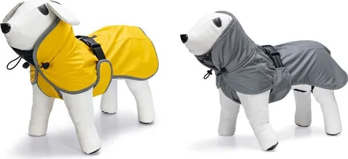 Beeztees Hunde Regenmantel Caro, Gelb, Größe 32 cm - Wasserabweisender Hunde Regenmantel Caro mit reflektierenden Details für bessere Sichtbarkeit. Fleece-Futter sorgt für Wärme. Einfach anzulegen und mit Gummibändern für sicheren Sitz ausgestattet.