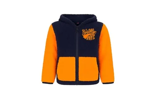 Lupilu® Jungen Coole Teddy Fleecejacke Kuschelig Warm hoher Navy/Orange 98/104