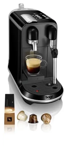 Sage NESPRESSO Creatista Uno Schwarz Original Kapselmaschine SNE500BKS | Kaffeemaschine mit automatischer Dampfdüse Latte Art, einfache Bedienung, 8 Espresso- und Milchrezepte, 19 Bar Druck