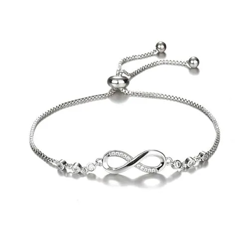 meberg Karma NH10348764 Damen Armband Infinity Silber925 Kristalle elegantes Schmuckstück zeitloses Design Damenarmband Silber verstellbar