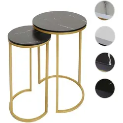 2er-Set Beistelltisch HWC-K46, Marmor-Optik Tischset - Couchtische in modernem Design, pflegeleichte MDF-Oberfläche und stabiler Eisenrahmen, ideal für Zuhause oder Gastronomie, komplett montiert geliefert.