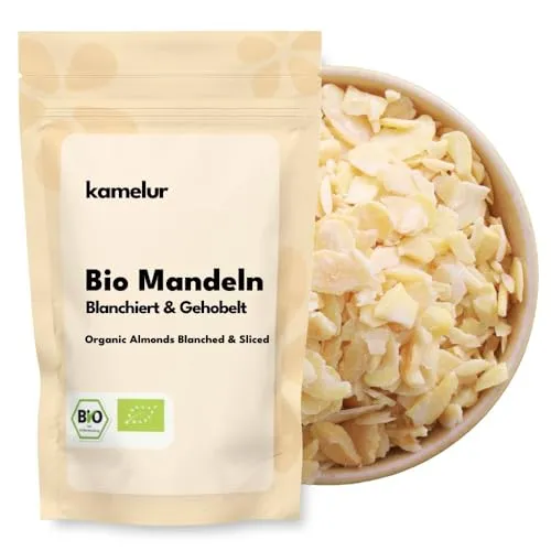 Kamelur Bio Mandeln gehobelt und blanchiert (100g), hochwertige BIO Mandeln zum backen aus kontrolliert biologischem Anbau