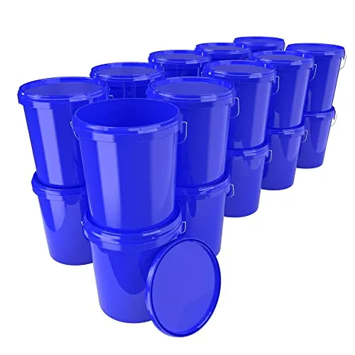 20x Eimer mit Deckel 16 Liter Blau - lebensmittelecht luftdicht und stabil, Leer Eimer mit Griff und Verschluss Deckel für Lebensmittel Chemie Wand Farbe Waschpulver Klebstoffe geeignet