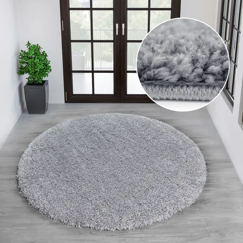 my home Teppich Shaggy 30, rund, 30 mm Höhe in grau von Otto Home
