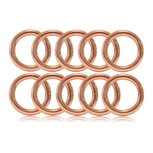 O - Ring aus Stahl 25mm, 10er Set, DIY Hunde-Leine/Hunde-Halsband, nichtrostend, Ideal mit Paracord 550, geschweißt, Farbe: roségold