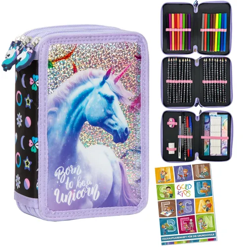 Federmappe 3-Fach Einhorn Motiv