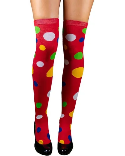 Das Kostümland Kostüm Overknees Clown Kniestrümpfe 'Polka Dot' - 414039
