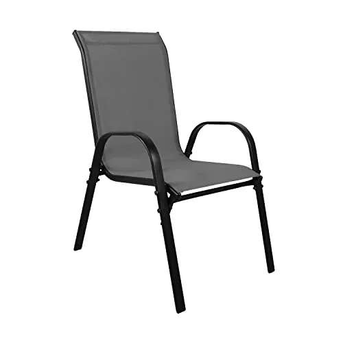 XL Stapelstuhl Gartenstuhl Metall schwarz Textilen Anthrazit