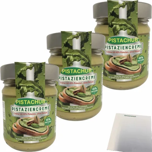Pistachub Pistaziencreme mit 45% Pistazien 3er Pack 3x190g Glas usy Block