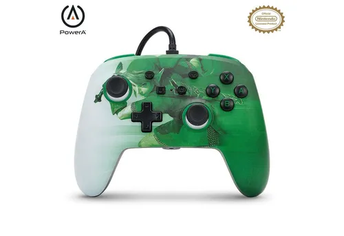 PowerA Controller Nintendo Switch - Heroic Link Design, kabelgebunden - Gaming-Zubehör: Ergonomischer kabelgebundener Controller mit 3 m USB-Kabel, ideal für unbeschwertes Spielen ohne Batterien, perfekt für Nintendo Switch Fans!